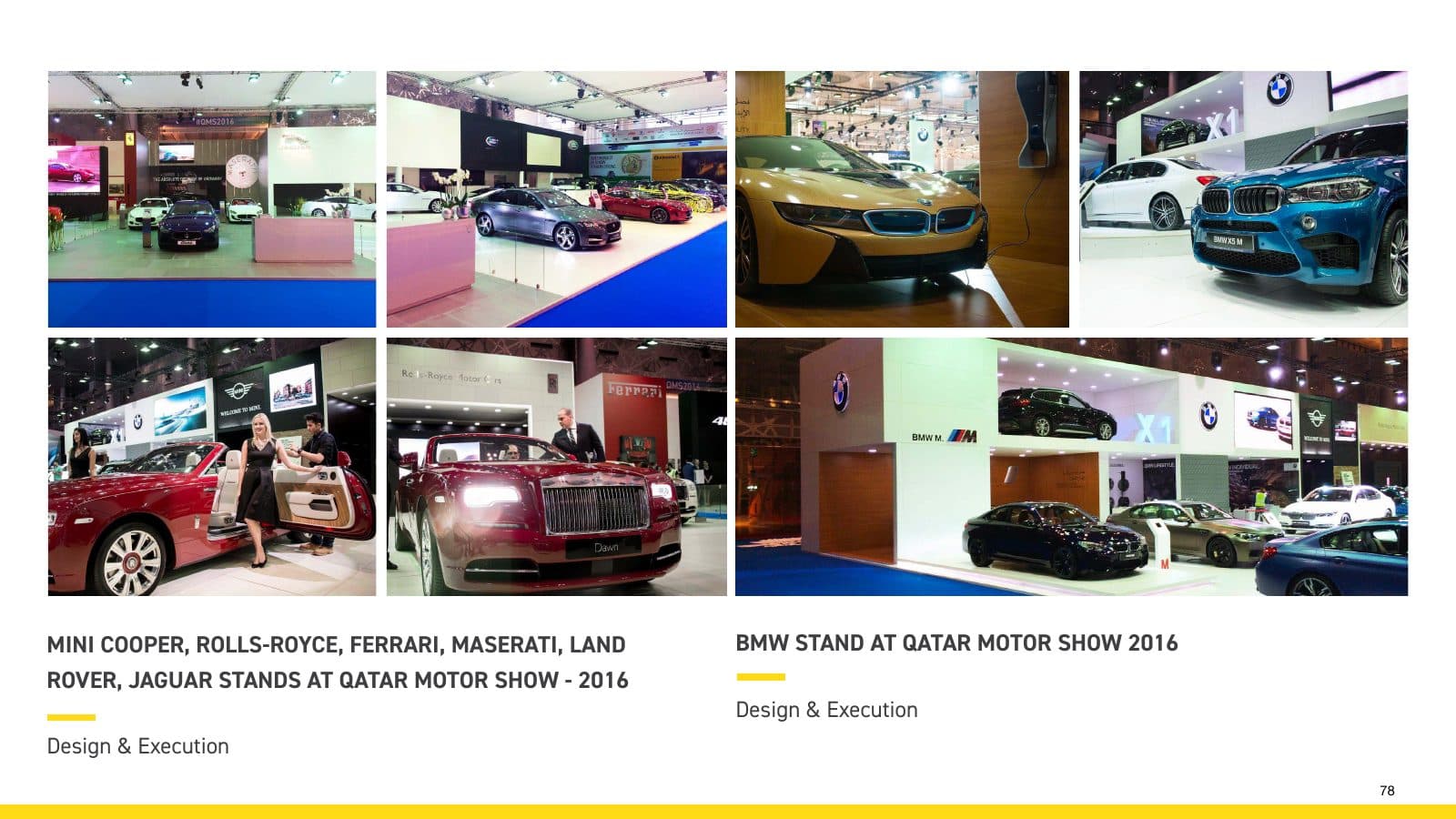Mini Cooper, Rolls-Royce, Ferrari, Maserati, Land Rover & Jaguar Stands at Qatar Motor Show
